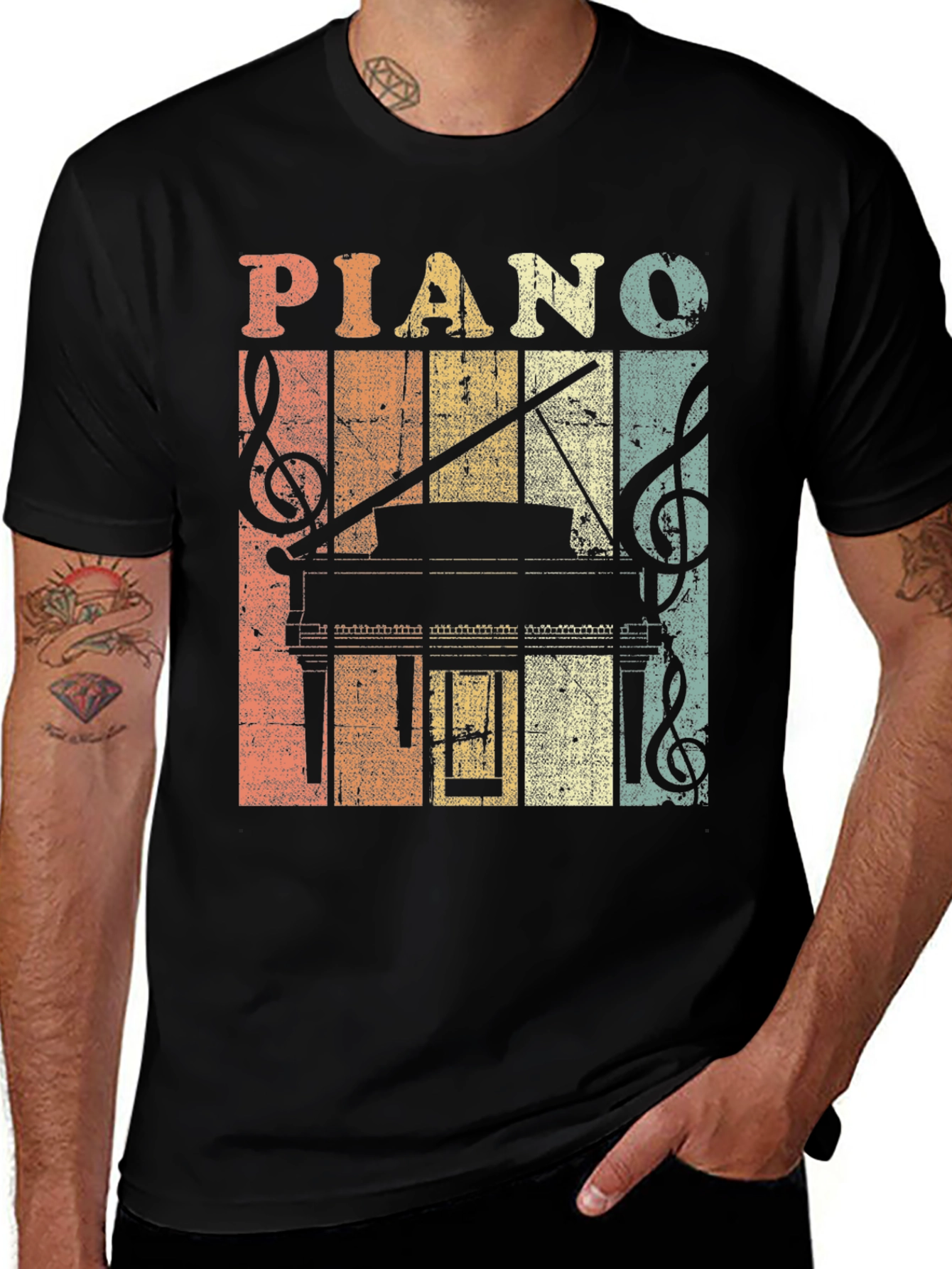 Vintage Piano Graphic T-Shirt - Music Lover Tee