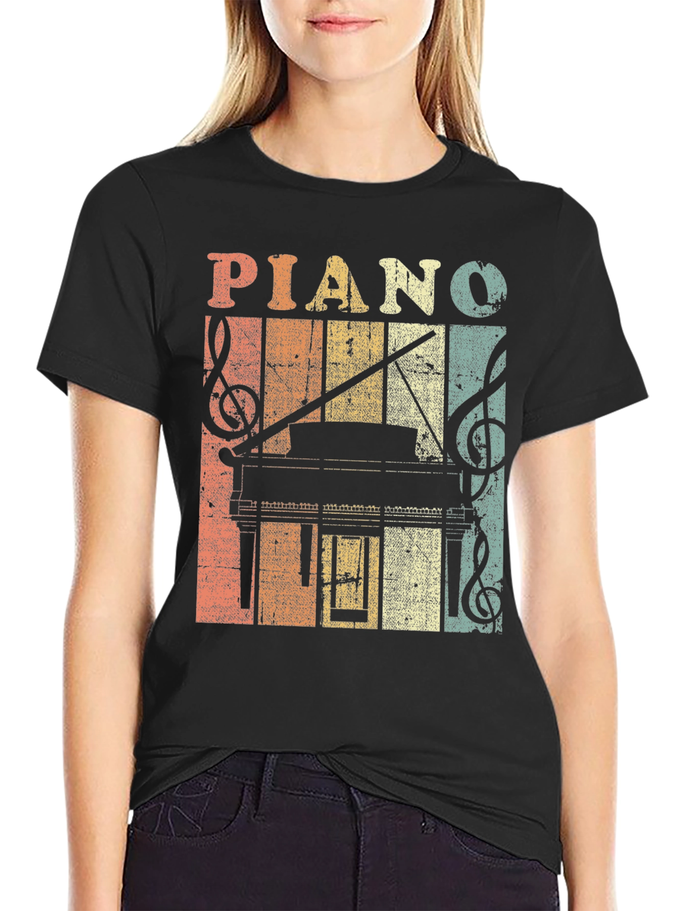 Vintage Piano Graphic T-Shirt - Music Lover Tee
