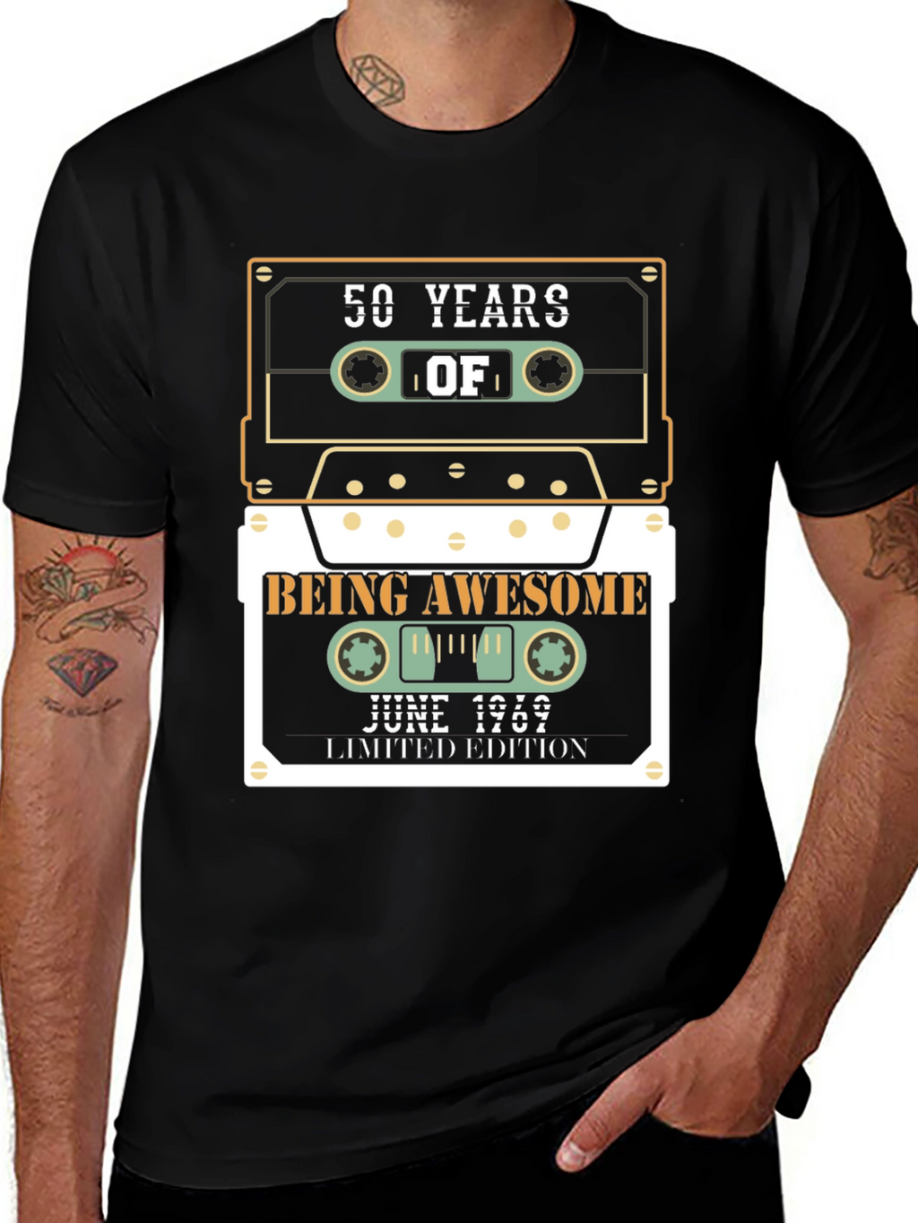 50 Years of Awesome Cassette Tape T-Shirt