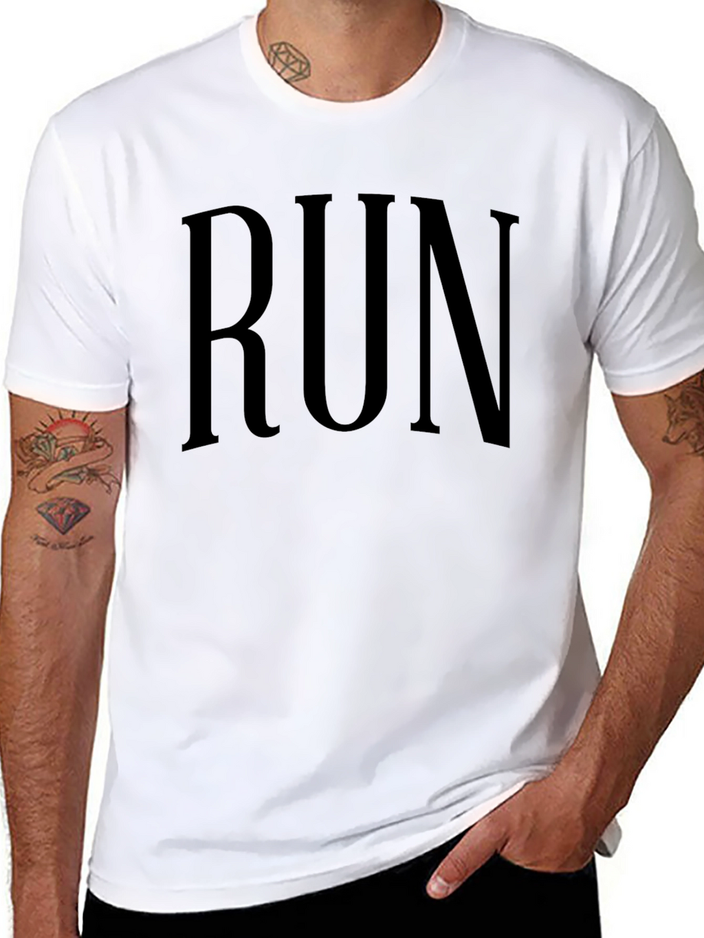 Mens Black RUN Graphic T-Shirt