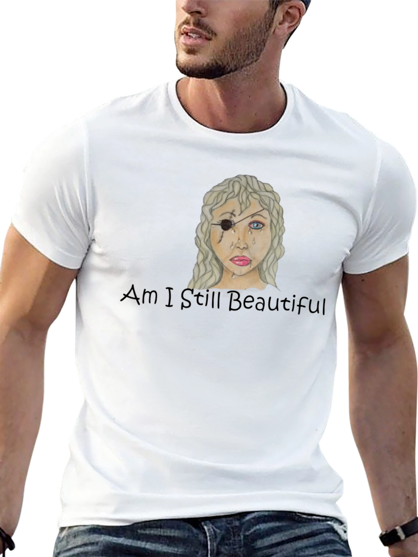 Distressed Beauty Graphic Tee - Am I Still Beautiful?