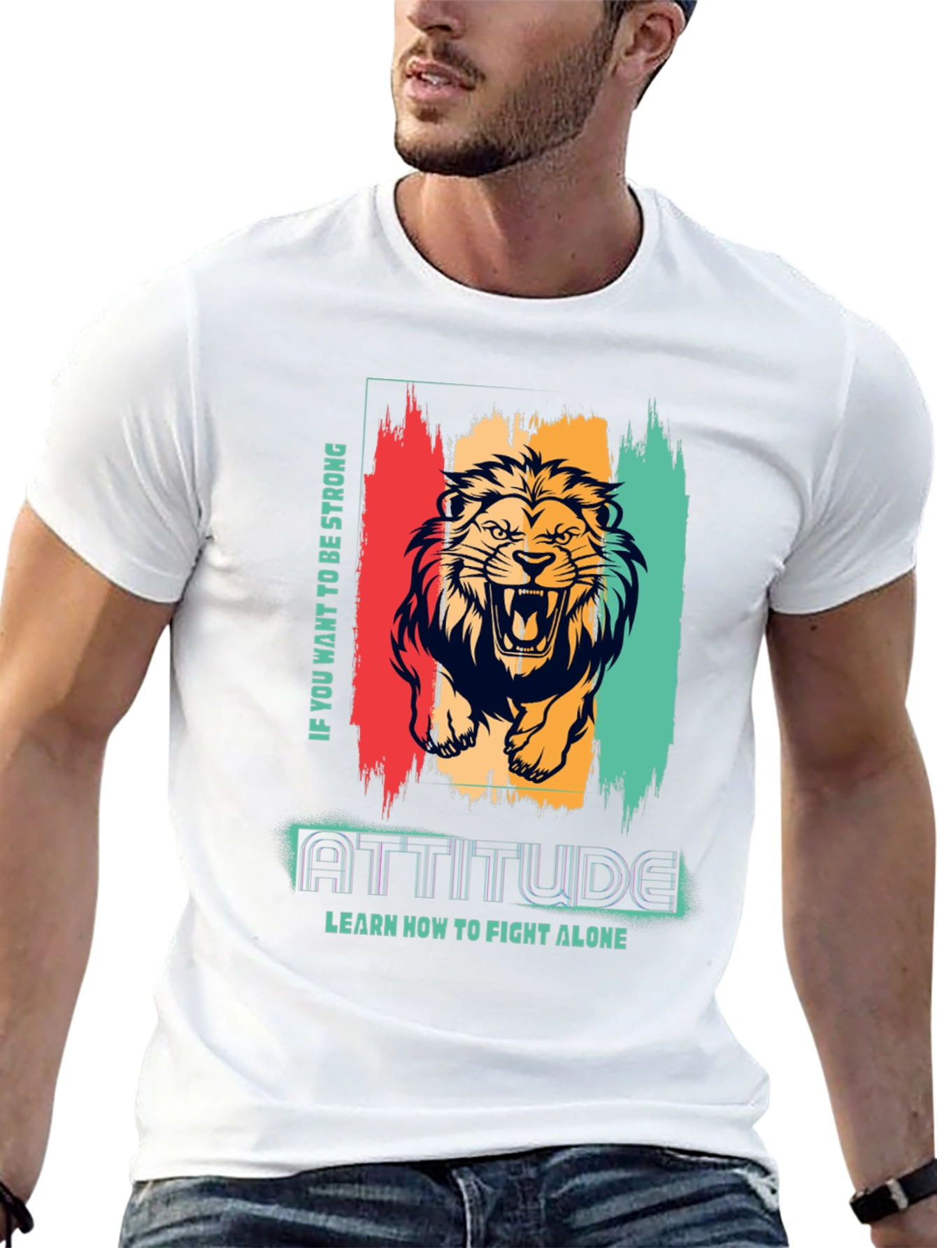 Lion Attitude Graphic Print Tee