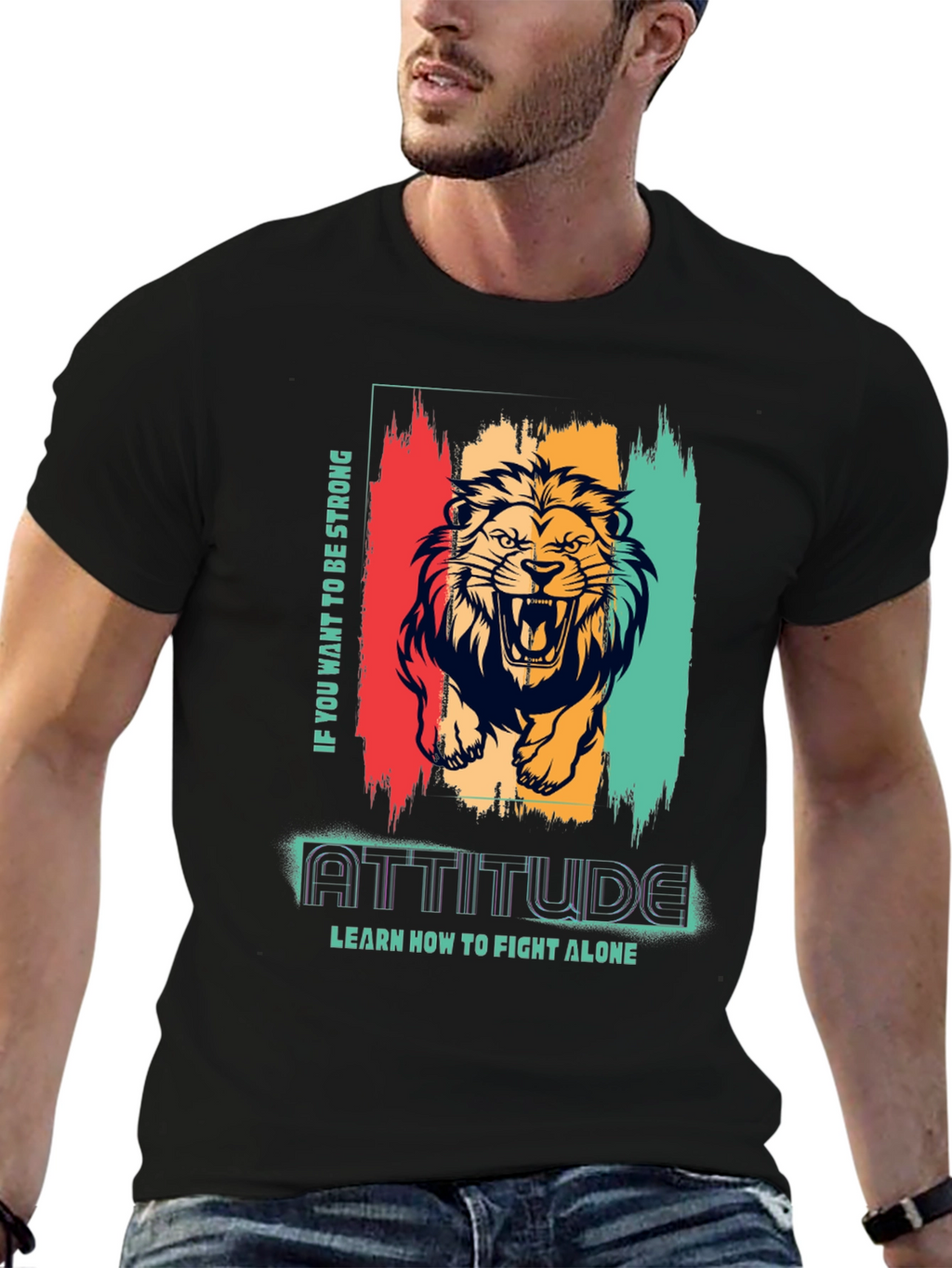 Lion Attitude Graphic Print Tee