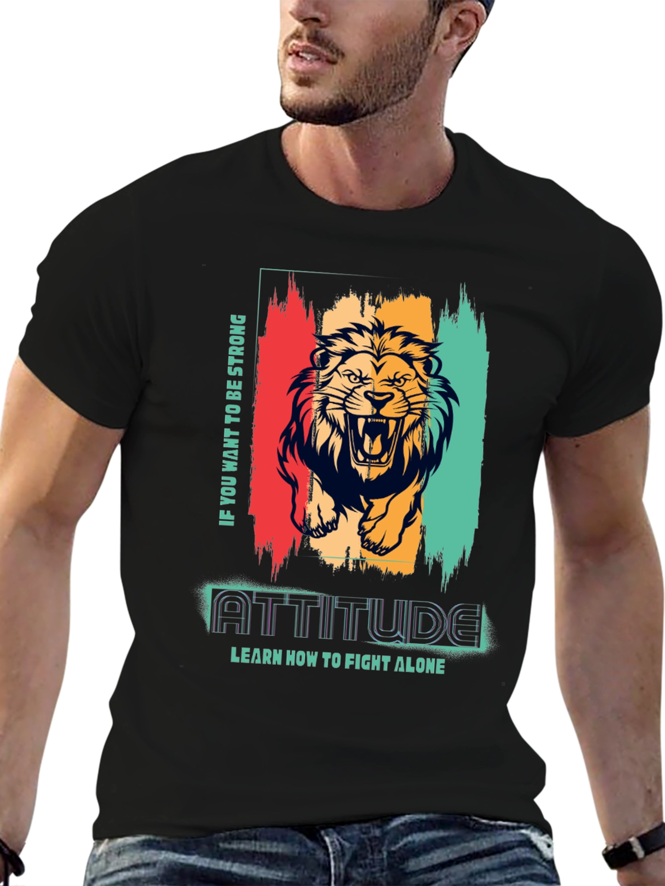 Lion Attitude Graphic Print Tee