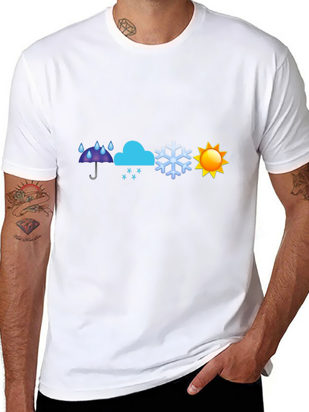 Weather Emoji Graphic T-Shirt - Black