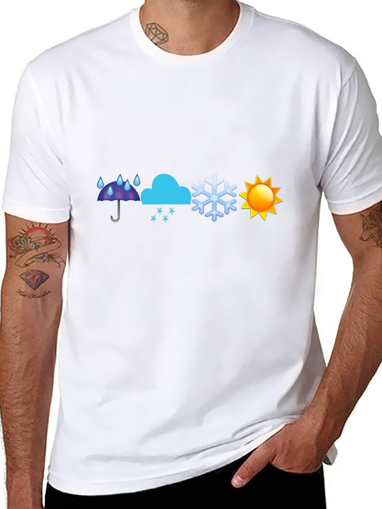 Weather Emoji Graphic T-Shirt - Black