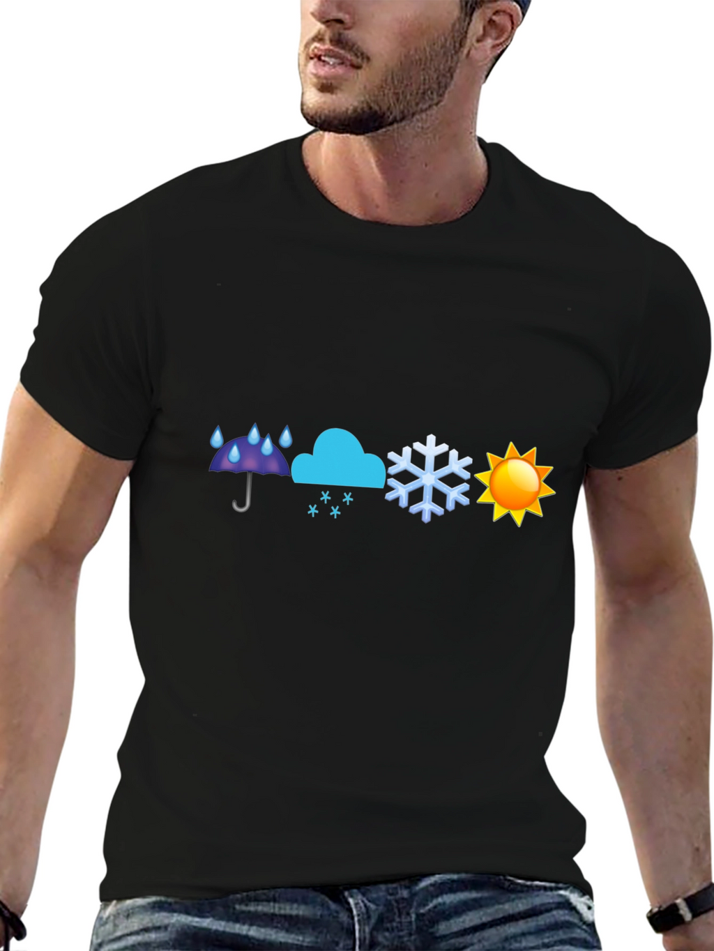 Weather Emoji Graphic T-Shirt - Black