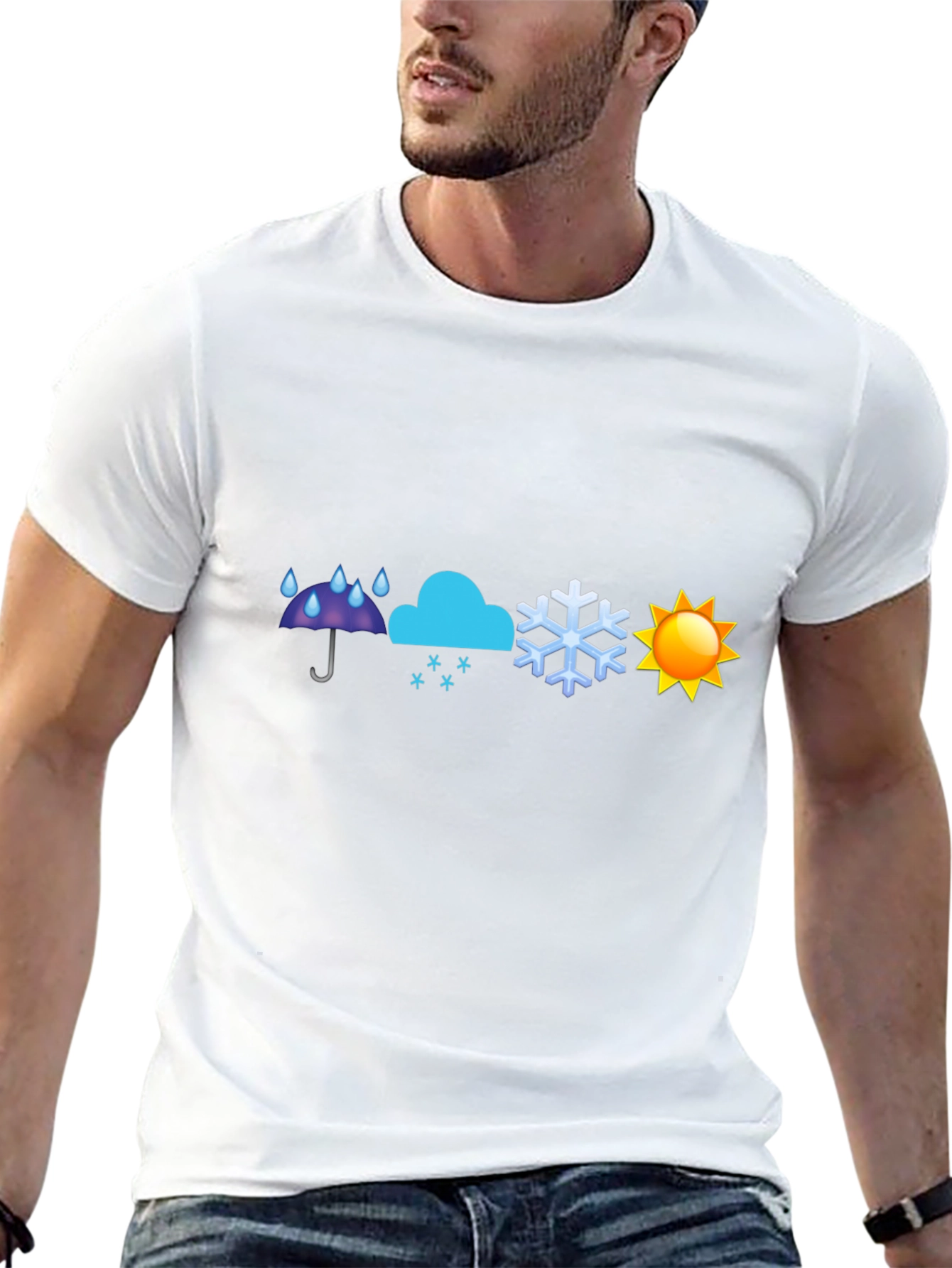 Weather Emoji Graphic T-Shirt - Black