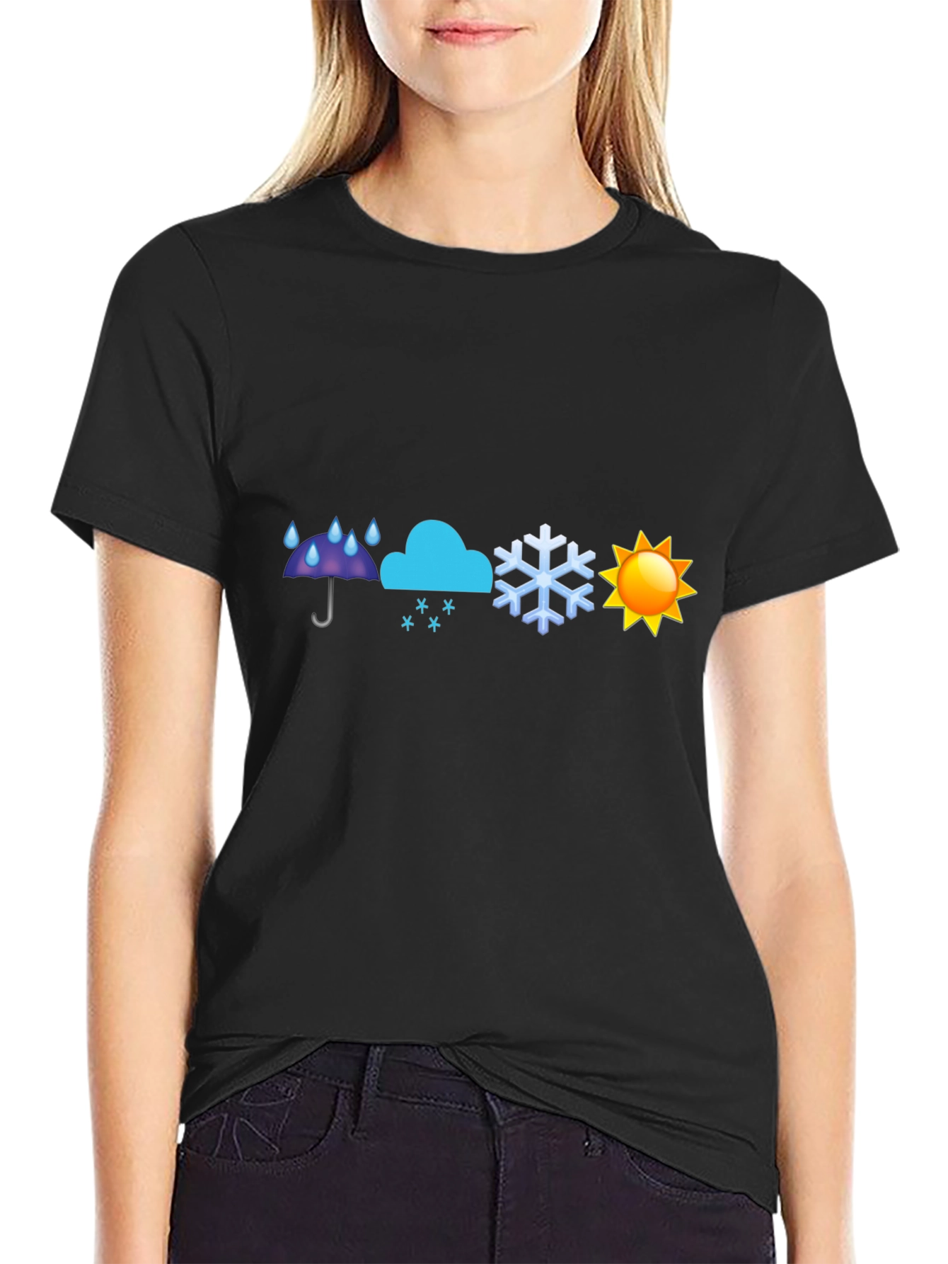 Weather Emoji Graphic T-Shirt - Black