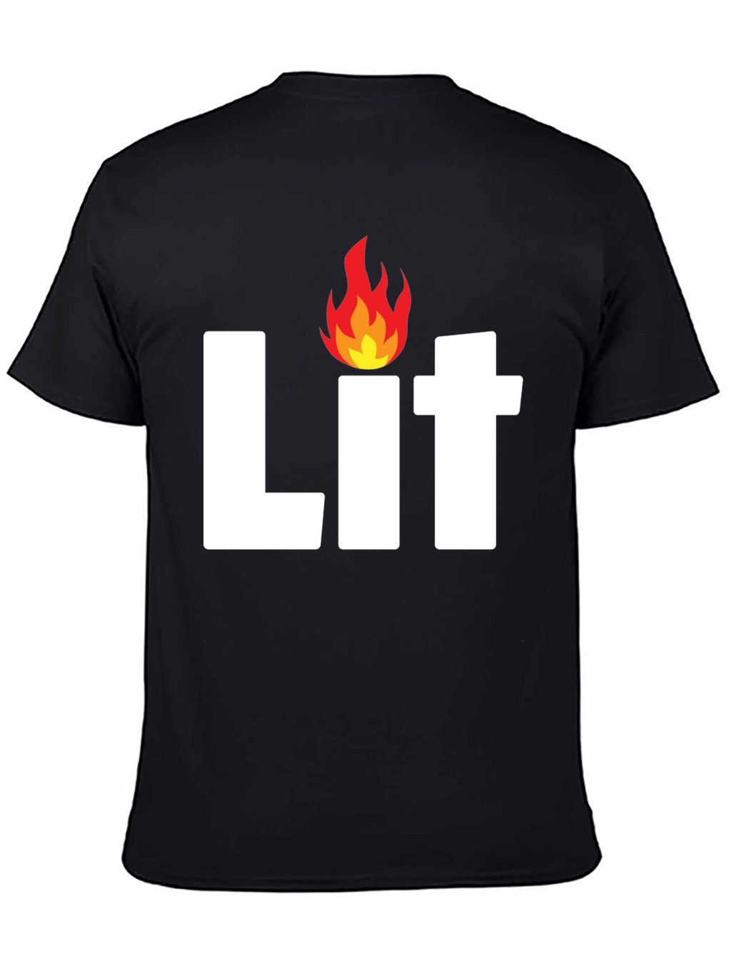 Mens Lit Flame Graphic Black T-Shirt