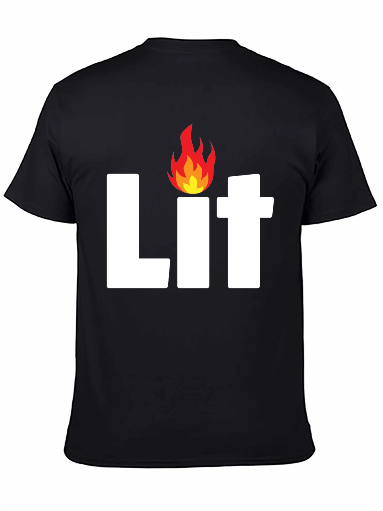 Mens Lit Flame Graphic Black T-Shirt
