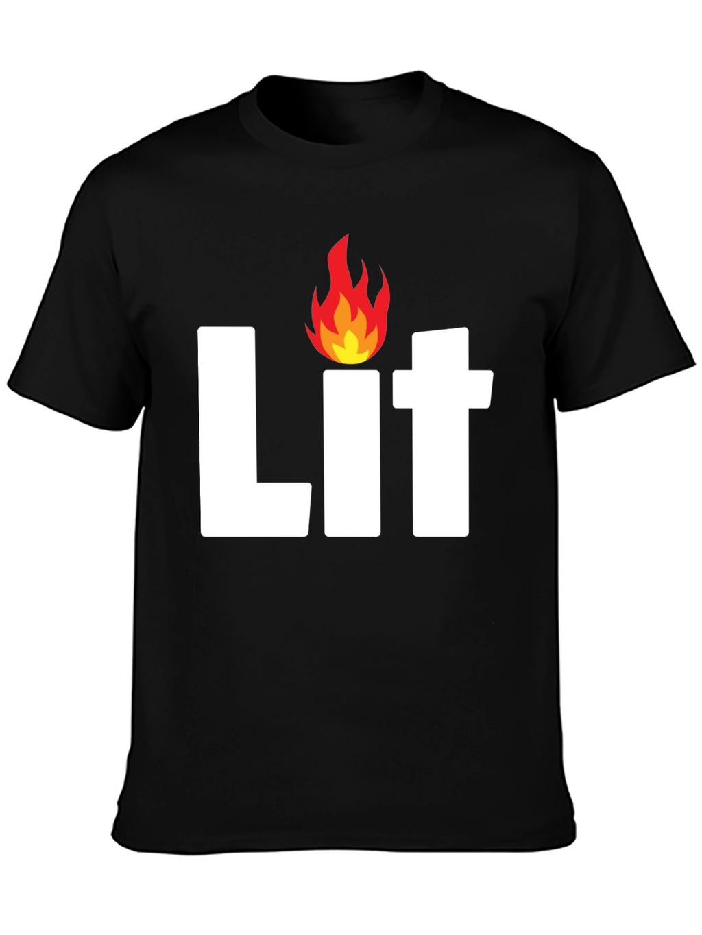 Mens Lit Flame Graphic Black T-Shirt
