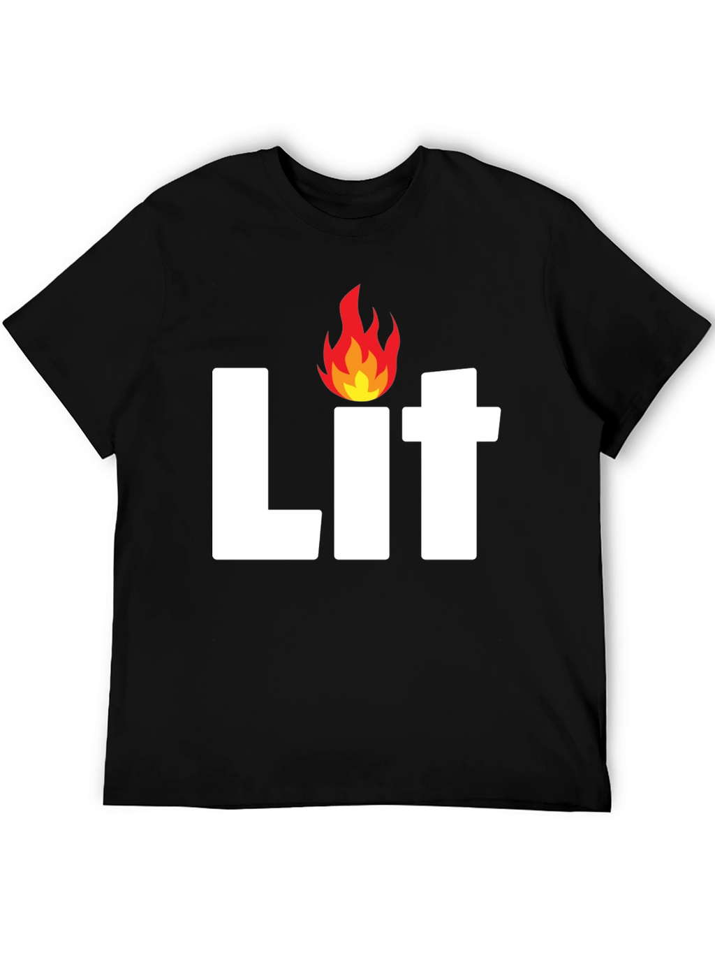 Mens Lit Flame Graphic Black T-Shirt