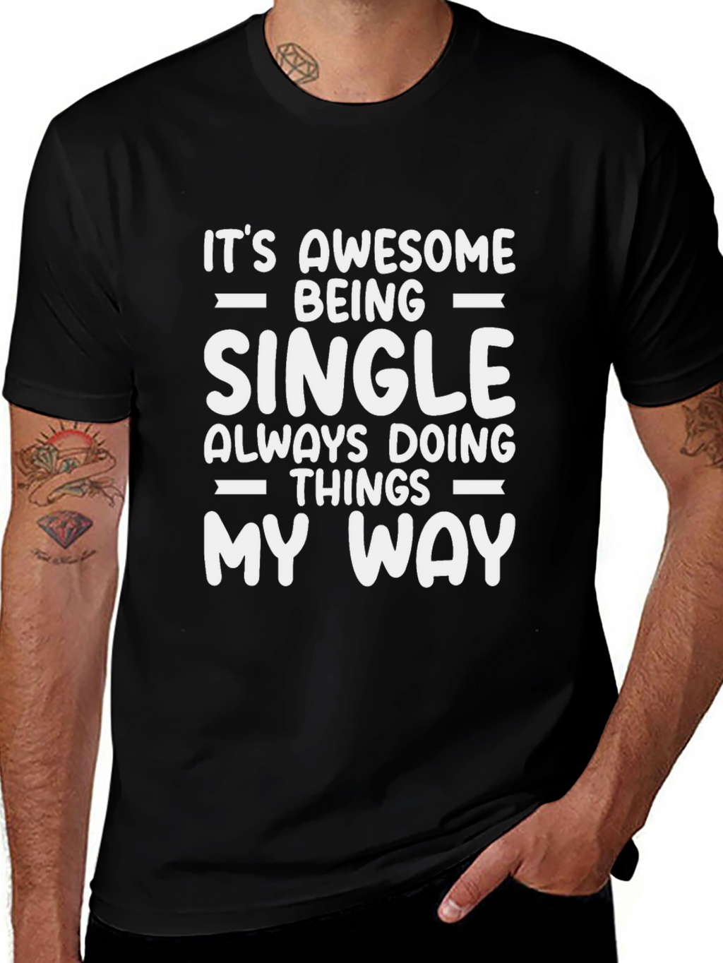 Awesome Single Life Graphic Tee - Black Cotton Blend