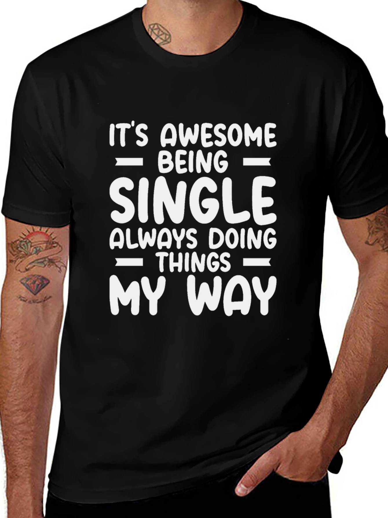 Awesome Single Life Graphic Tee - Black Cotton Blend