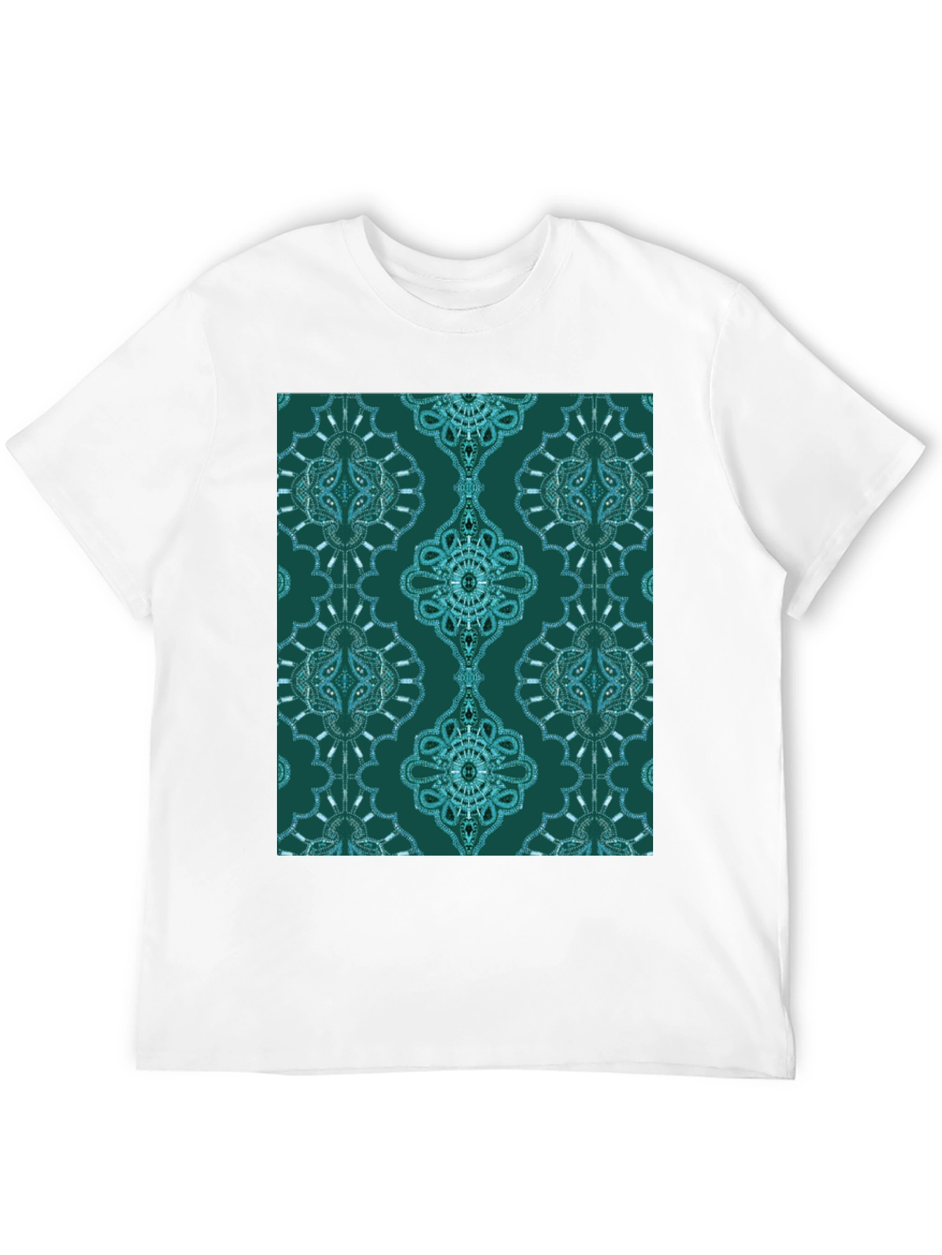 Stylish Patterned Teal T-Shirt