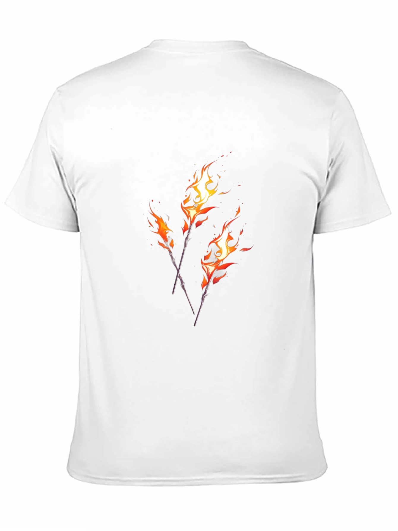 Fiery Torches Graphic Tee - Black Cotton Shirt