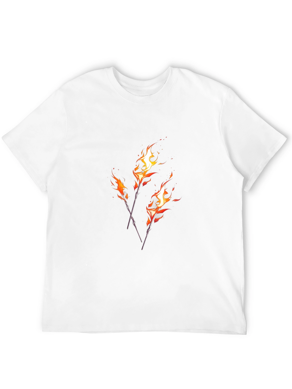 Fiery Torches Graphic Tee - Black Cotton Shirt