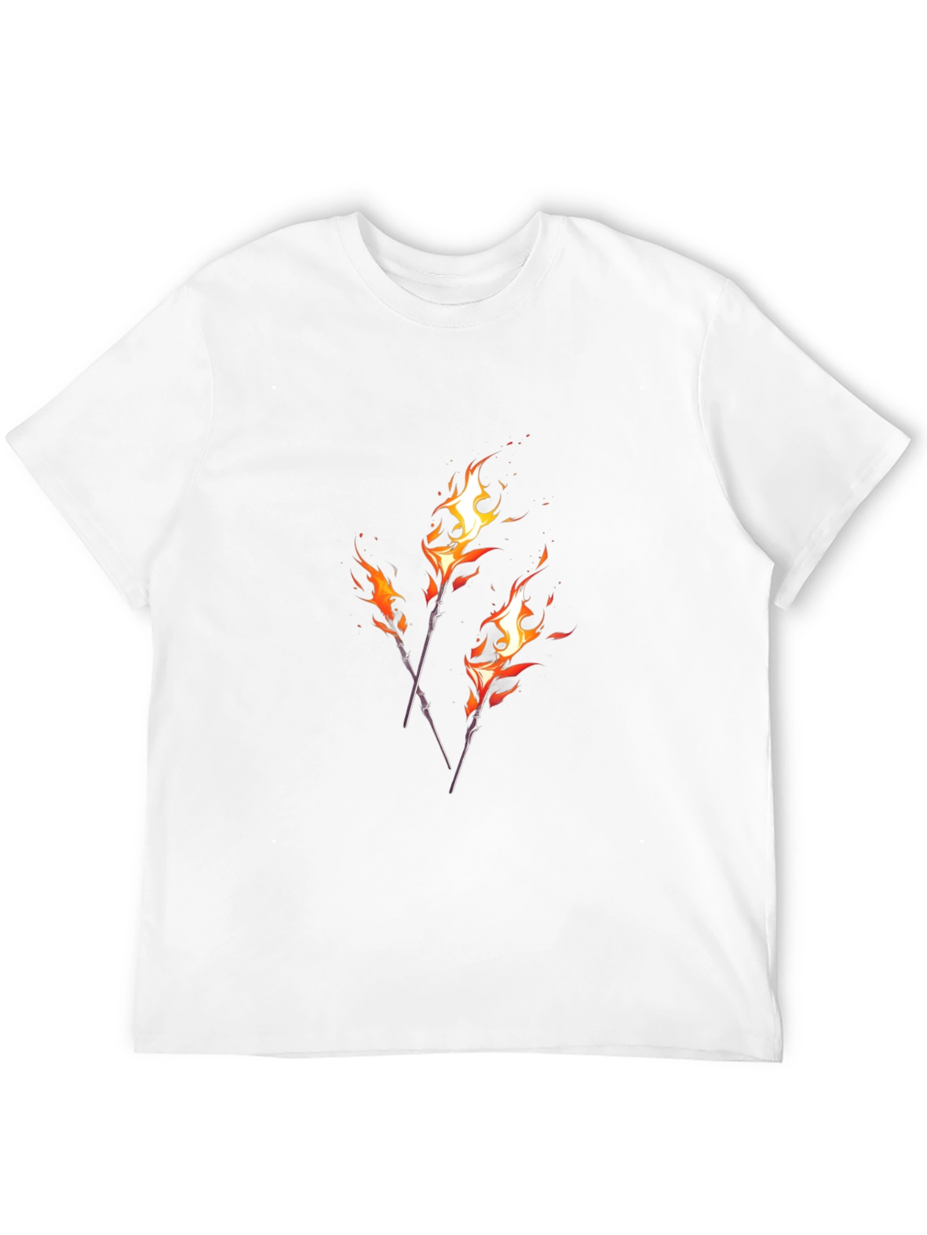 Fiery Torches Graphic Tee - Black Cotton Shirt