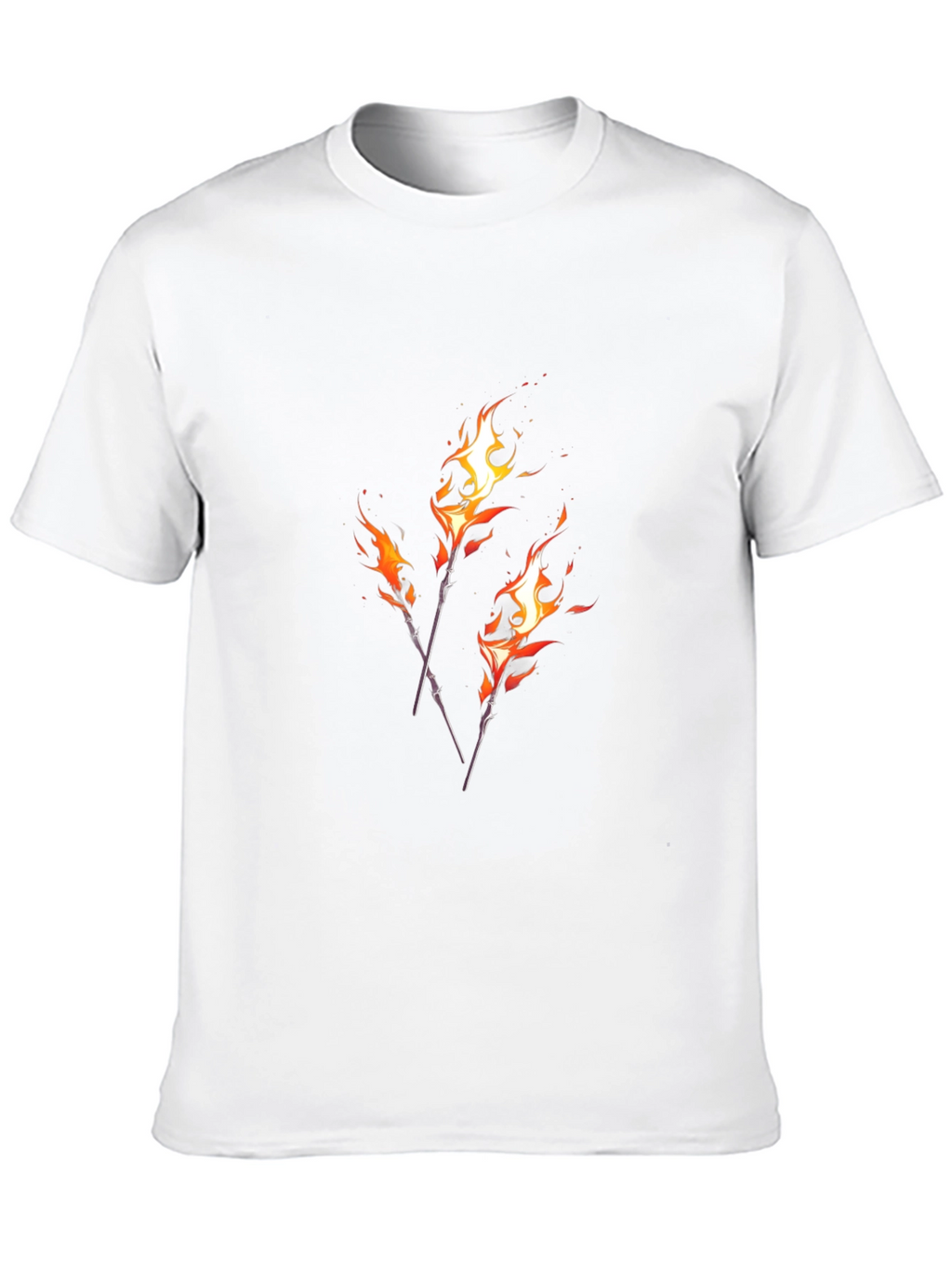 Fiery Torches Graphic Tee - Black Cotton Shirt