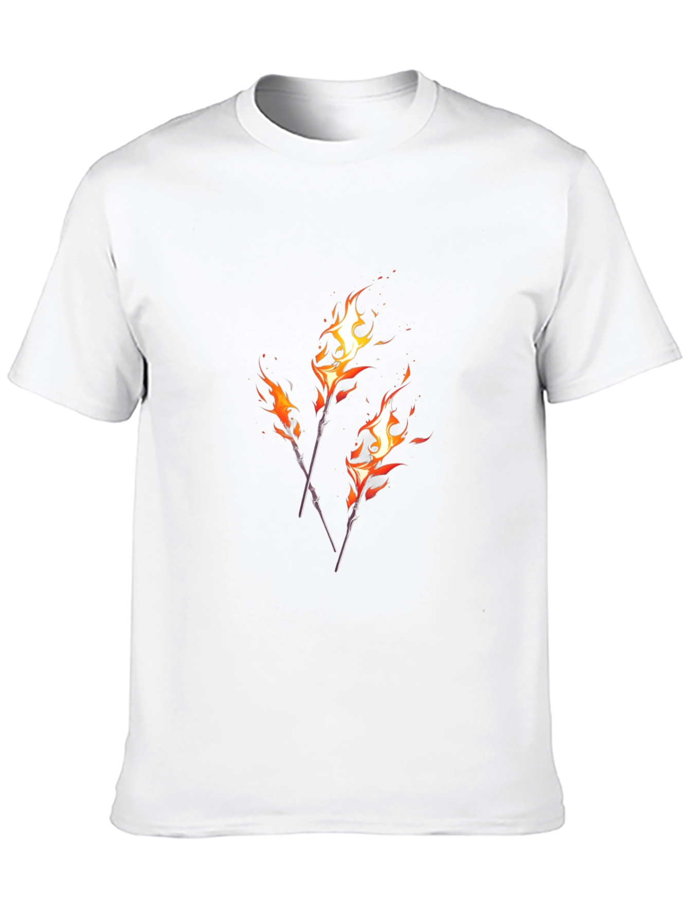 Fiery Torches Graphic Tee - Black Cotton Shirt