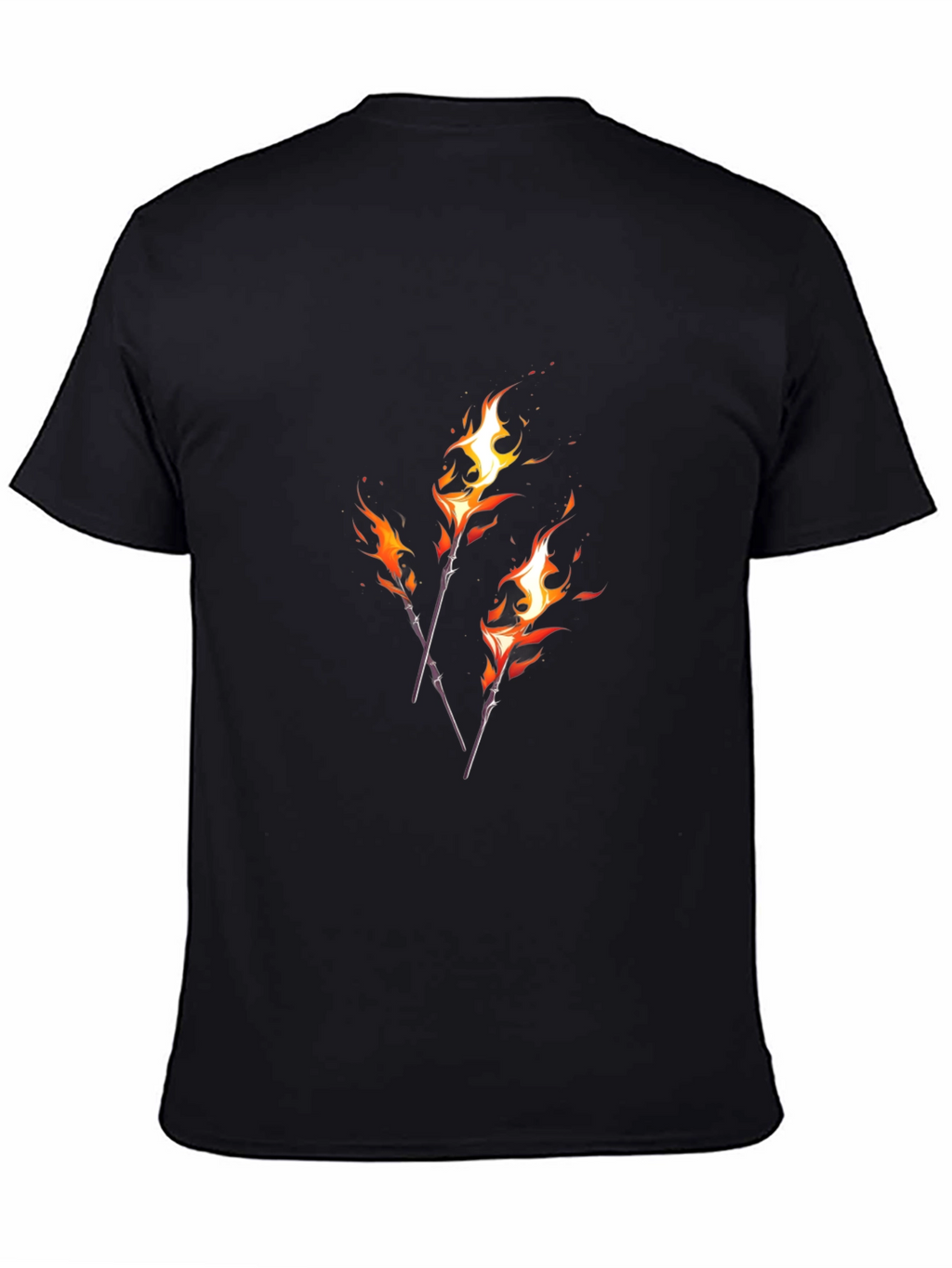 Fiery Torches Graphic Tee - Black Cotton Shirt