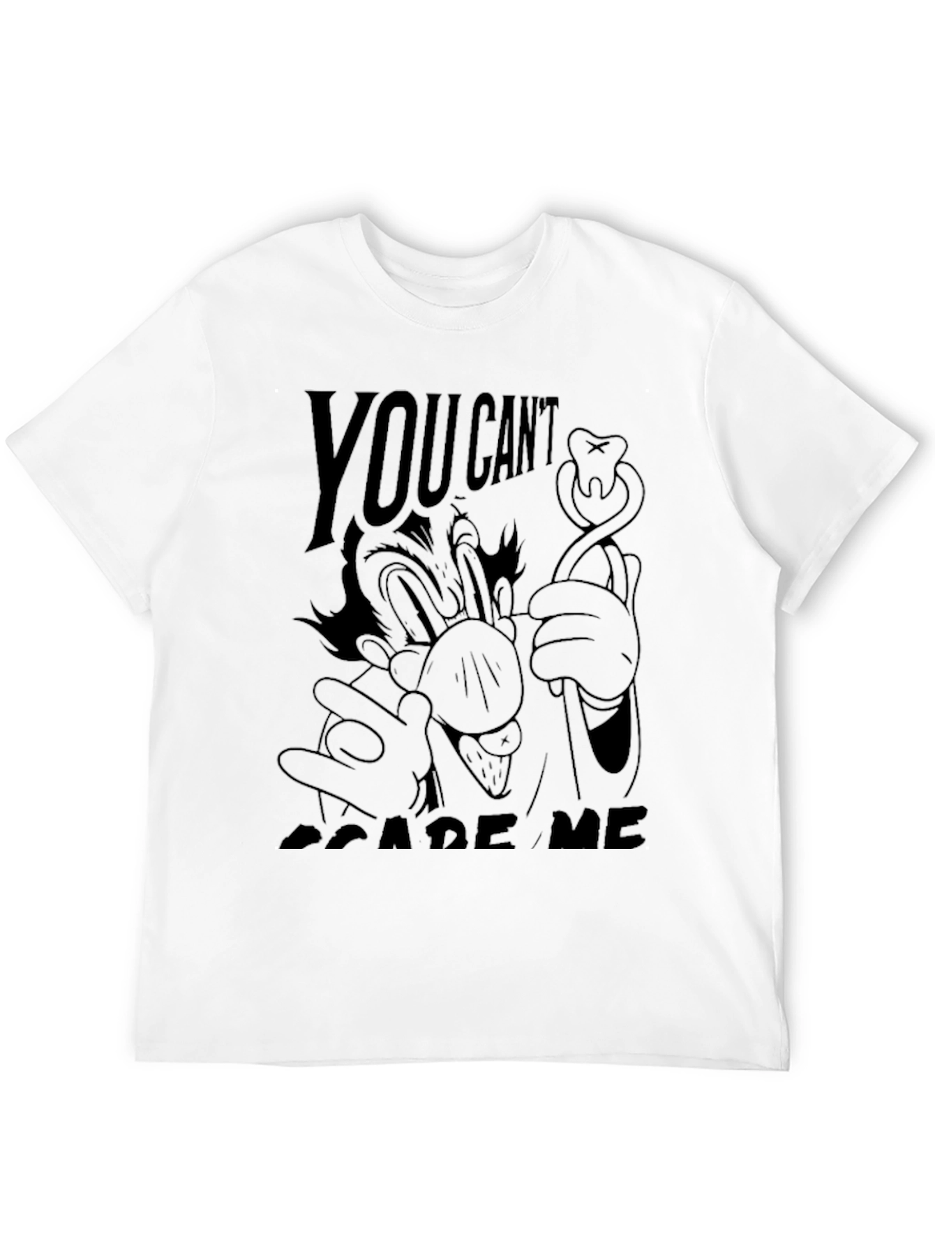 You Cant Scare Me Cartoon Graphic Tee - Black