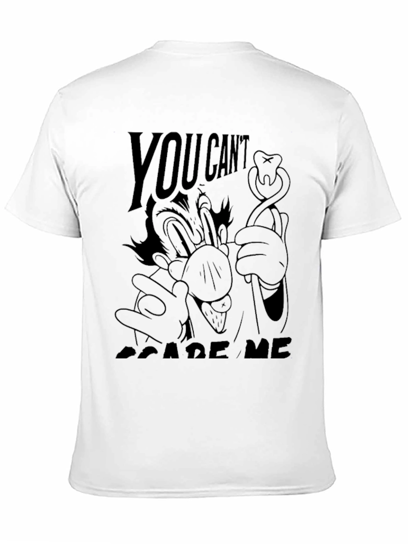 You Cant Scare Me Cartoon Graphic Tee - Black