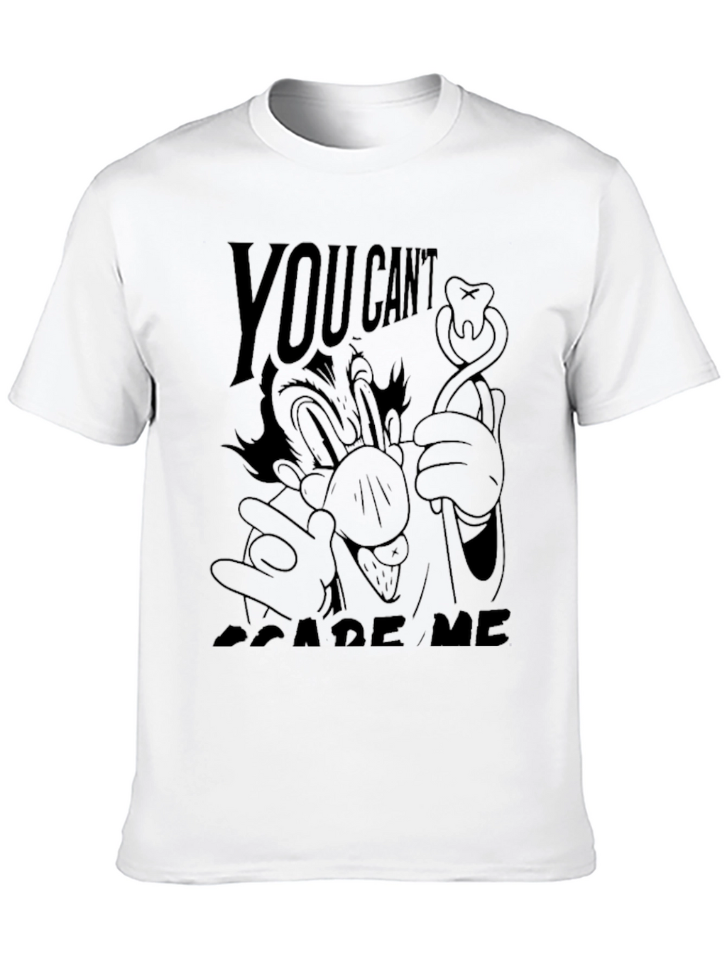 You Cant Scare Me Cartoon Graphic Tee - Black