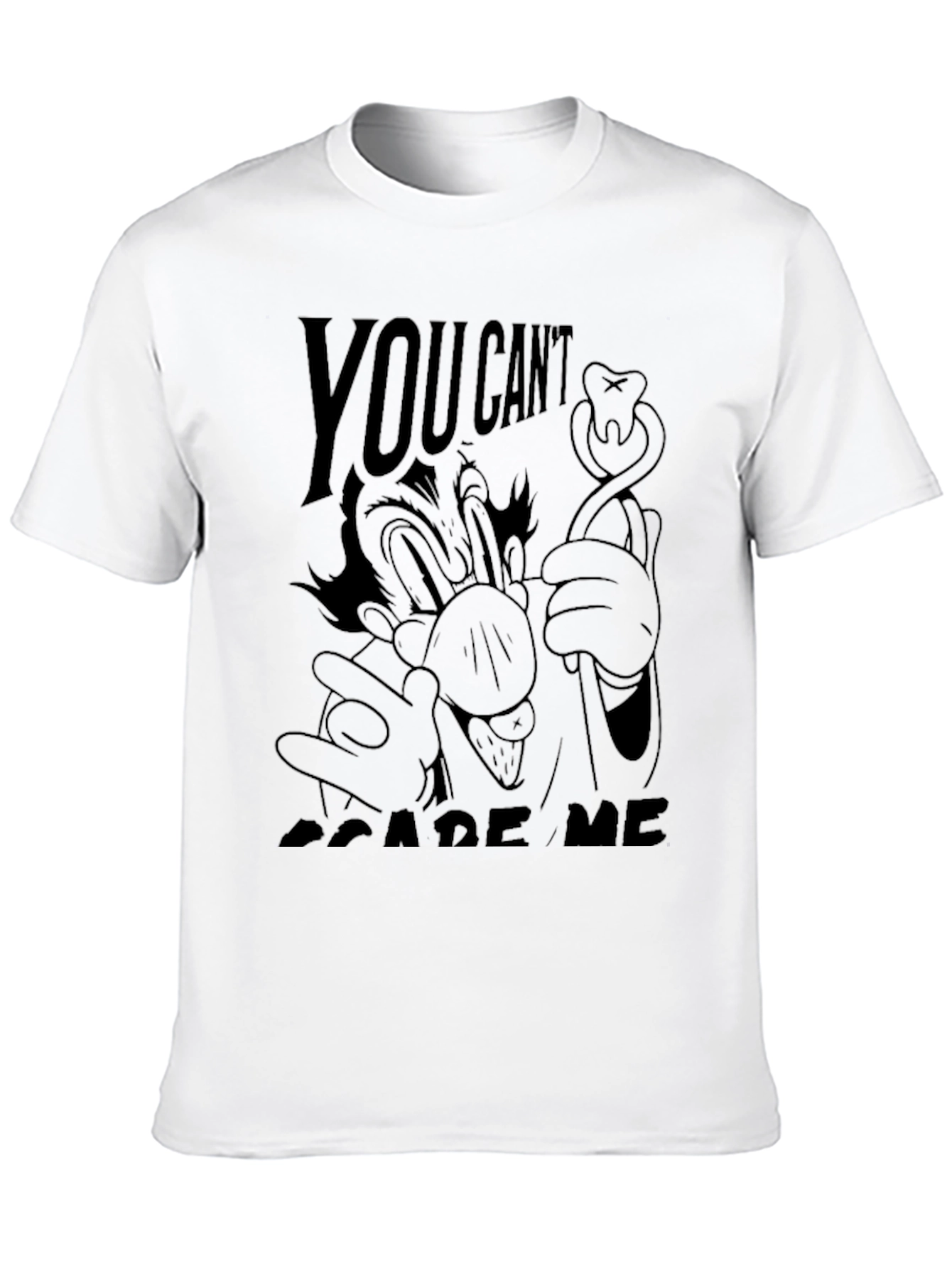 You Cant Scare Me Cartoon Graphic Tee - Black