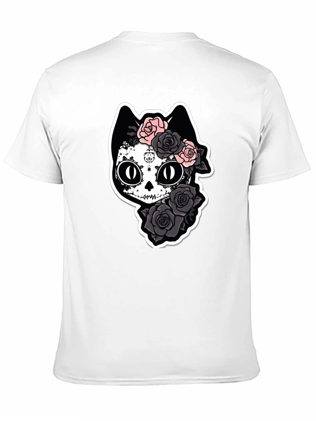 Sugar Skull Cat T-Shirt - Black