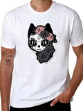 Sugar Skull Cat T-Shirt - Black