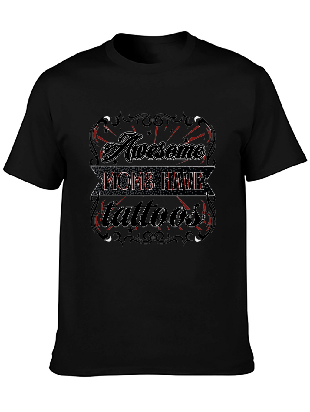 Awesome Moms Have Tattoos Black Graphic Tee