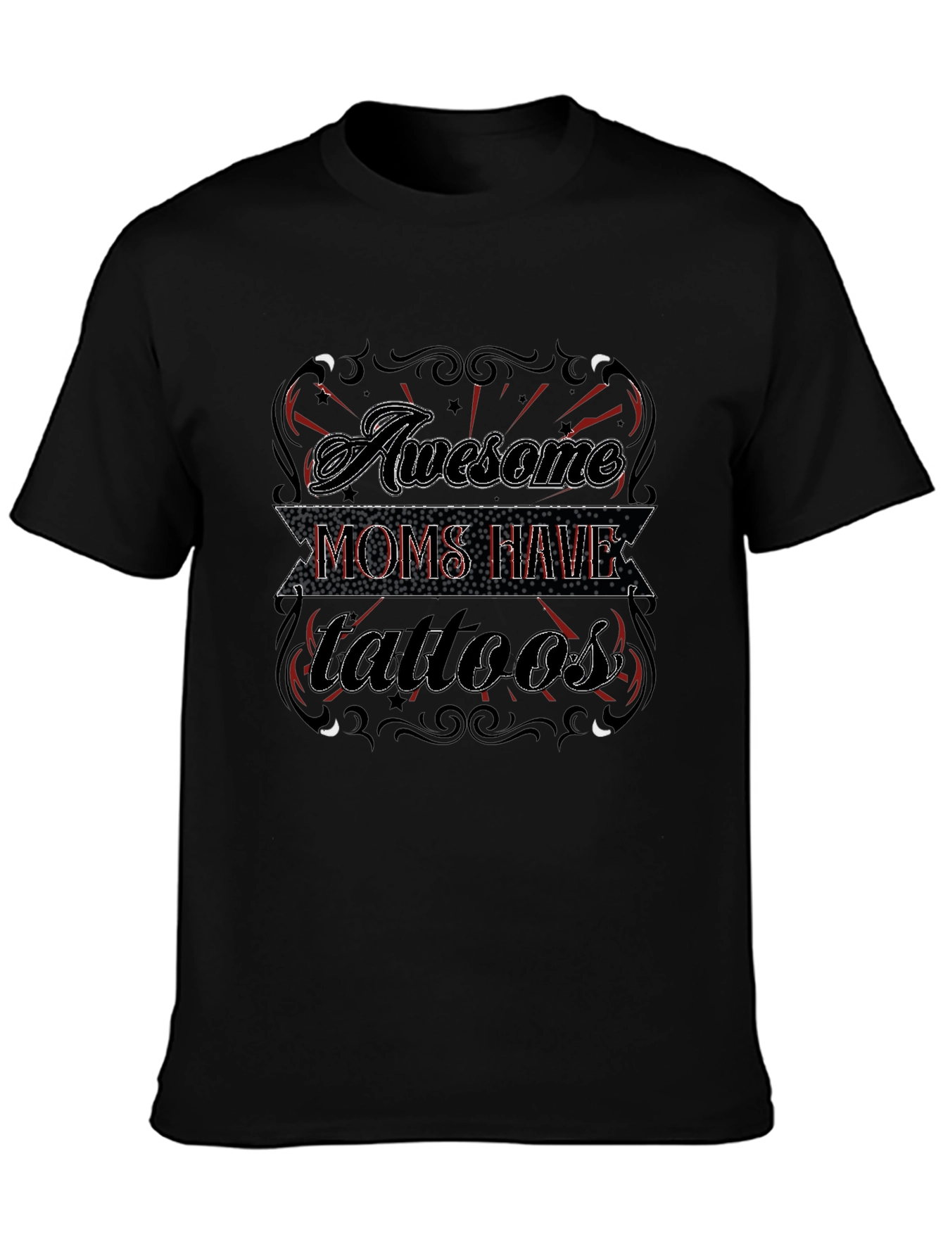 Awesome Moms Have Tattoos Black Graphic Tee