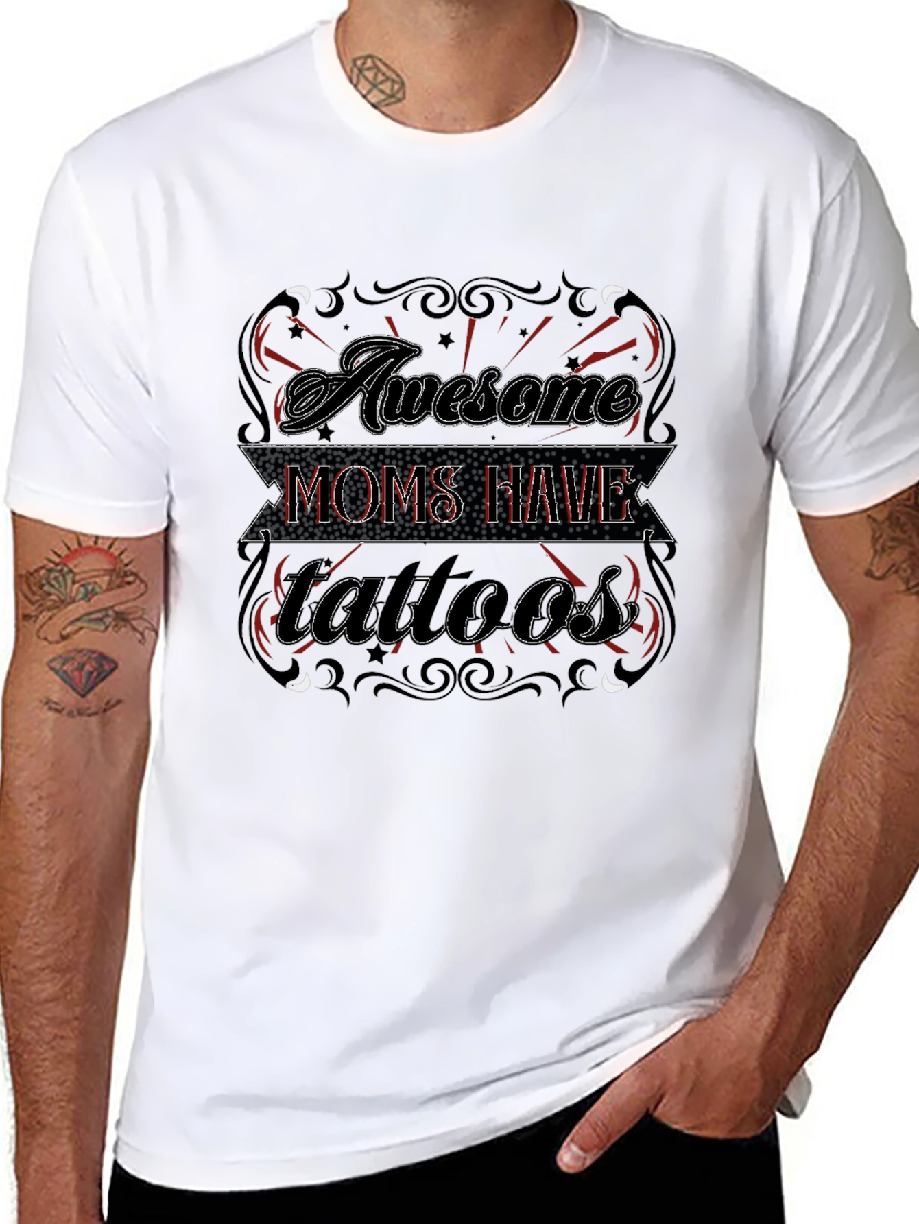 Awesome Moms Have Tattoos Black Graphic Tee