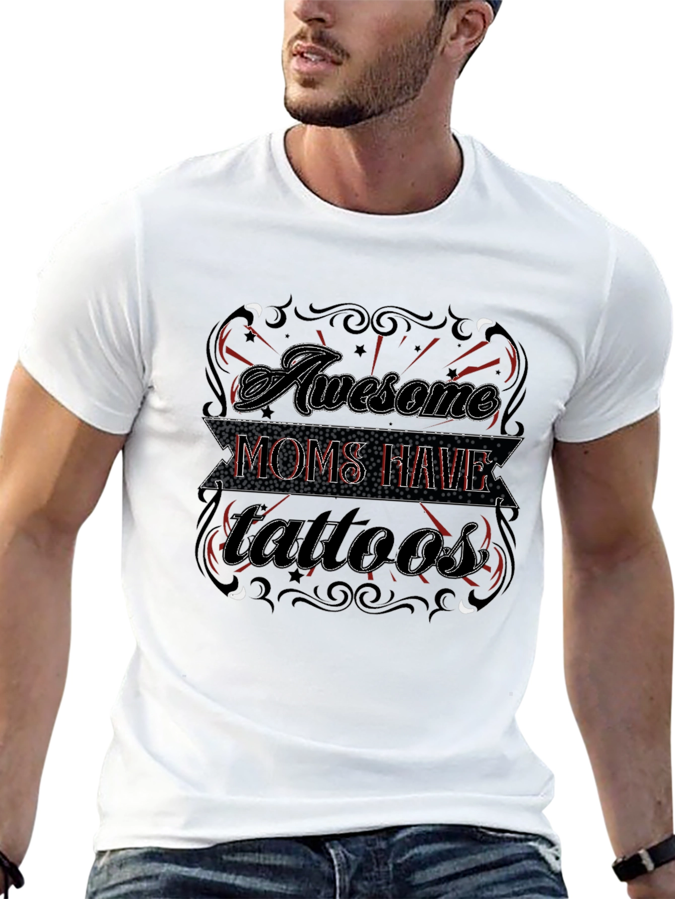 Awesome Moms Have Tattoos Black Graphic Tee