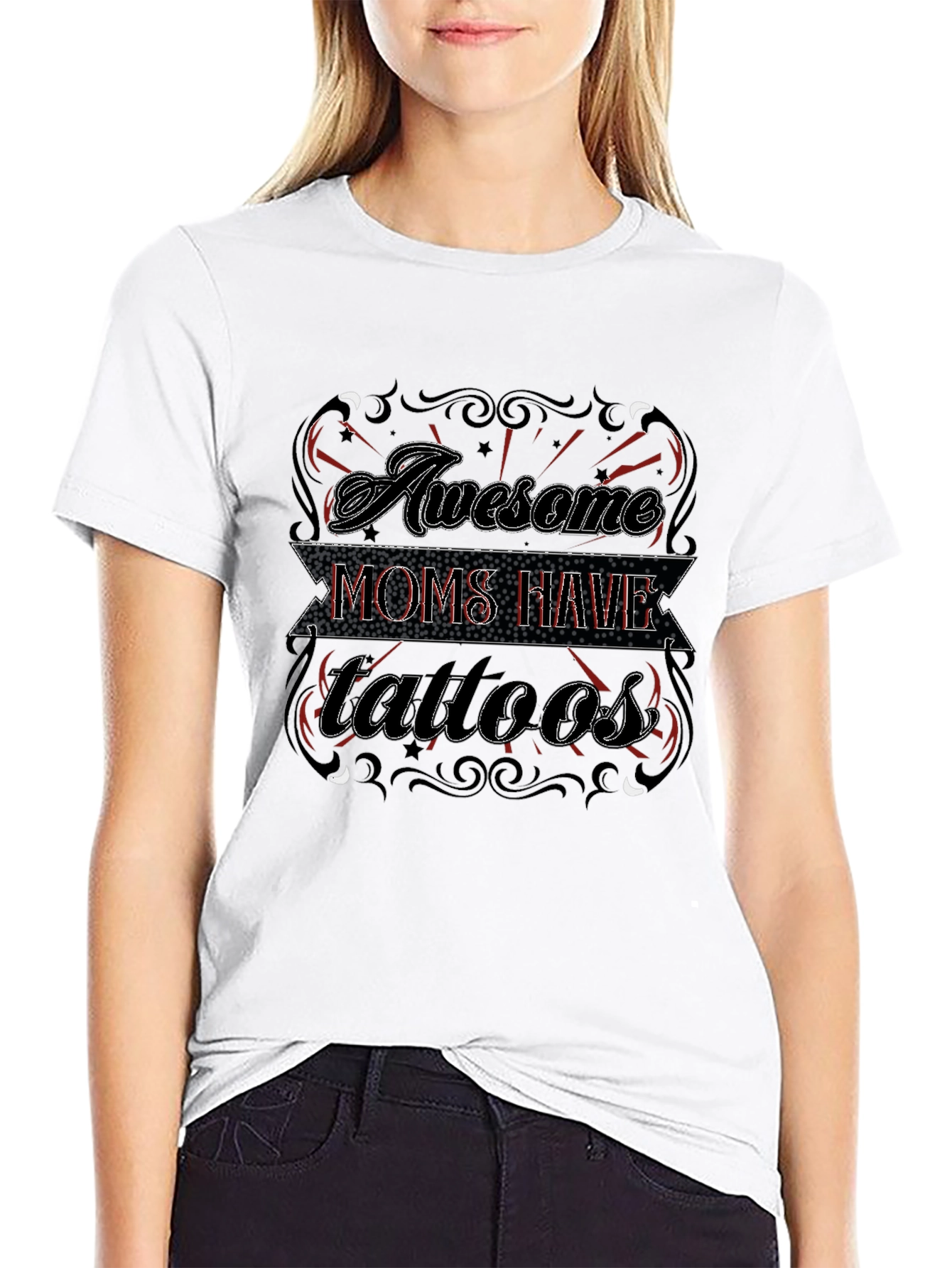 Awesome Moms Have Tattoos Black Graphic Tee