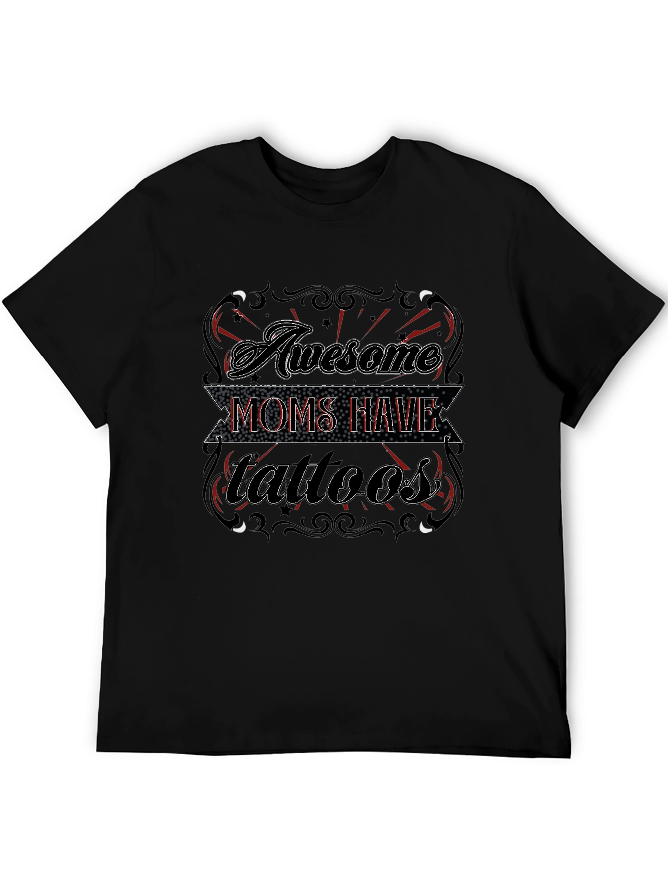 Awesome Moms Have Tattoos Black Graphic Tee