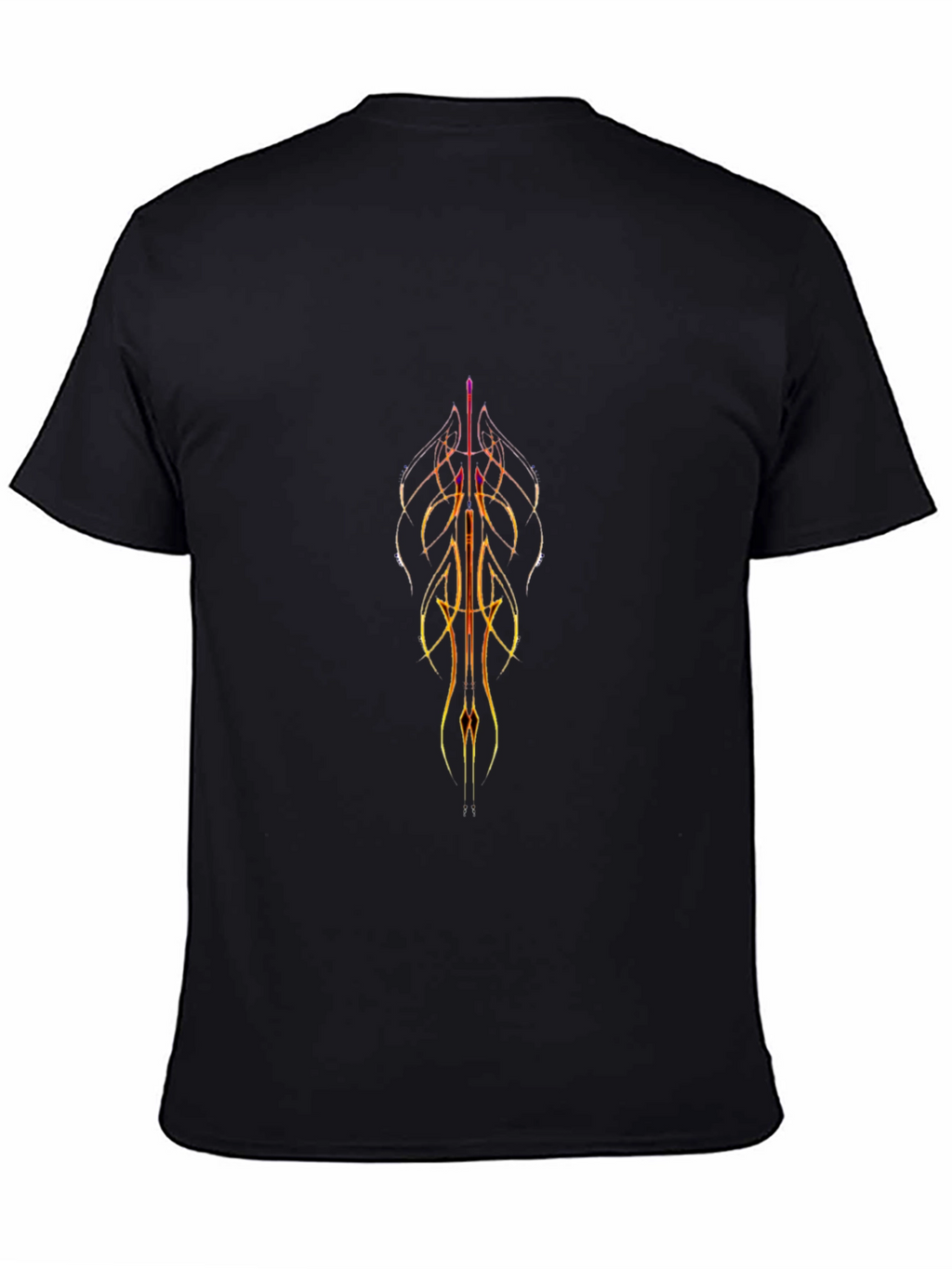 Abstract Striped Graphic Black Tee