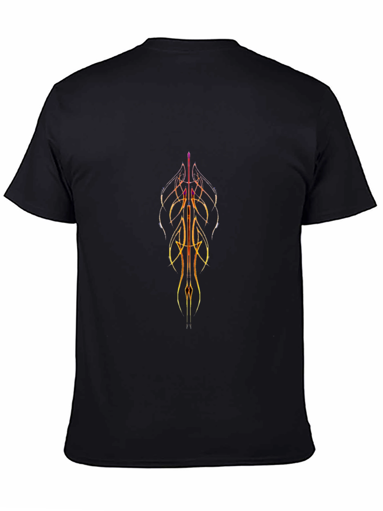 Abstract Striped Graphic Black Tee