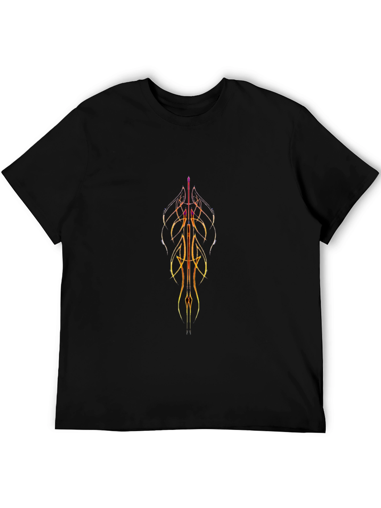 Abstract Striped Graphic Black Tee