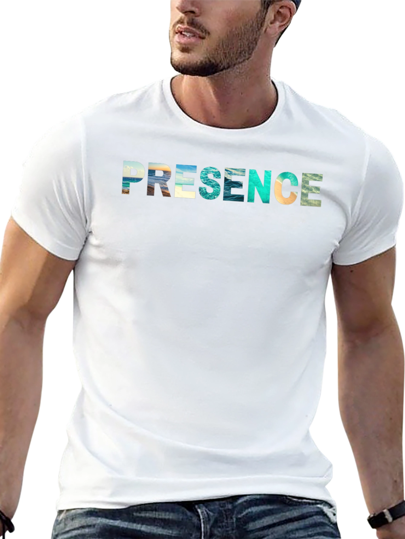 Presence Graphic Tee - Black Cotton Blend Shirt