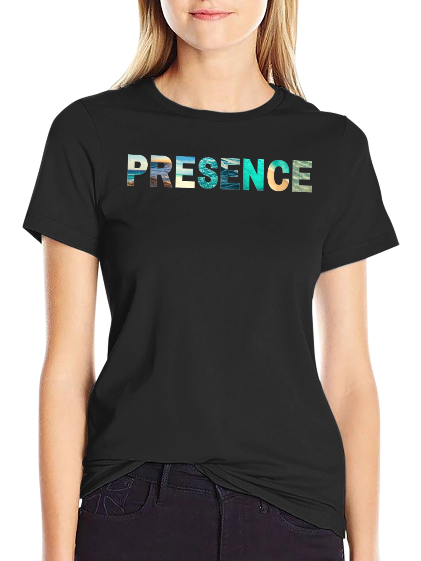 Presence Graphic Tee - Black Cotton Blend Shirt