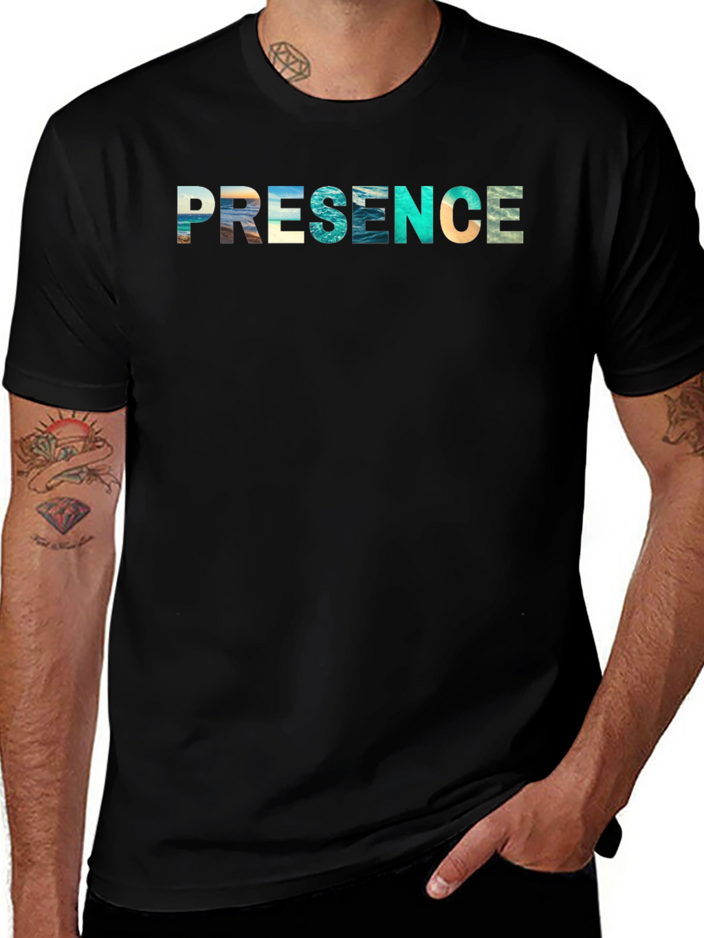 Presence Graphic Tee - Black Cotton Blend Shirt