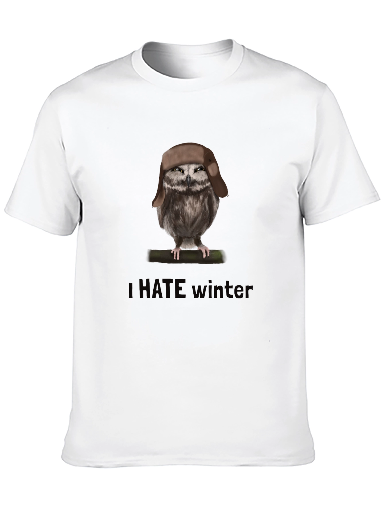 I Hate Winter Owl T-Shirt Funny Graphic Tee