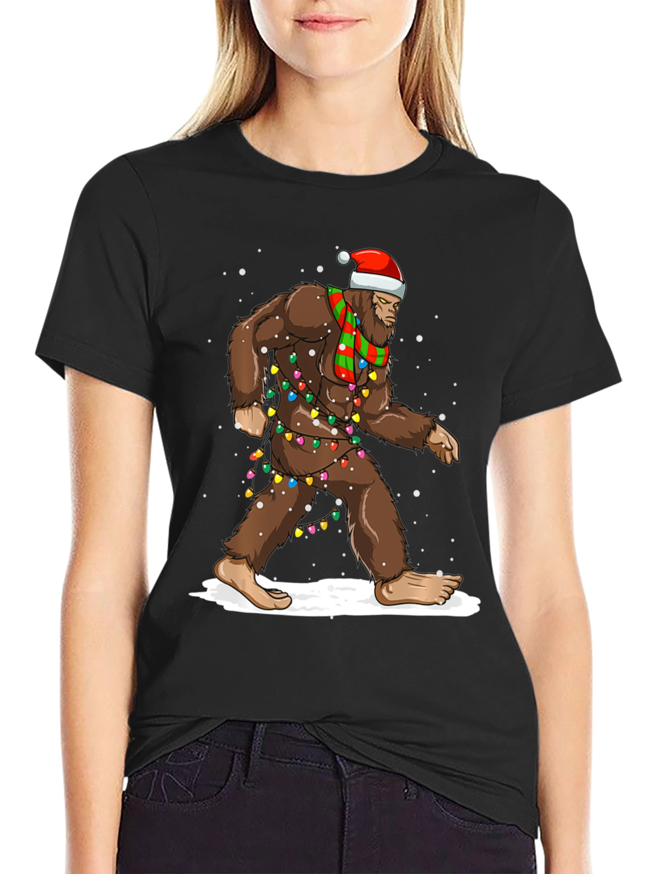 Festive Bigfoot Christmas T-Shirt