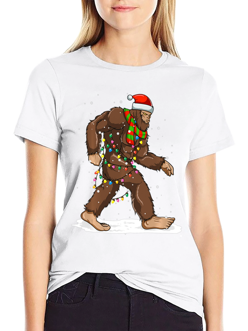 Festive Bigfoot Christmas T-Shirt