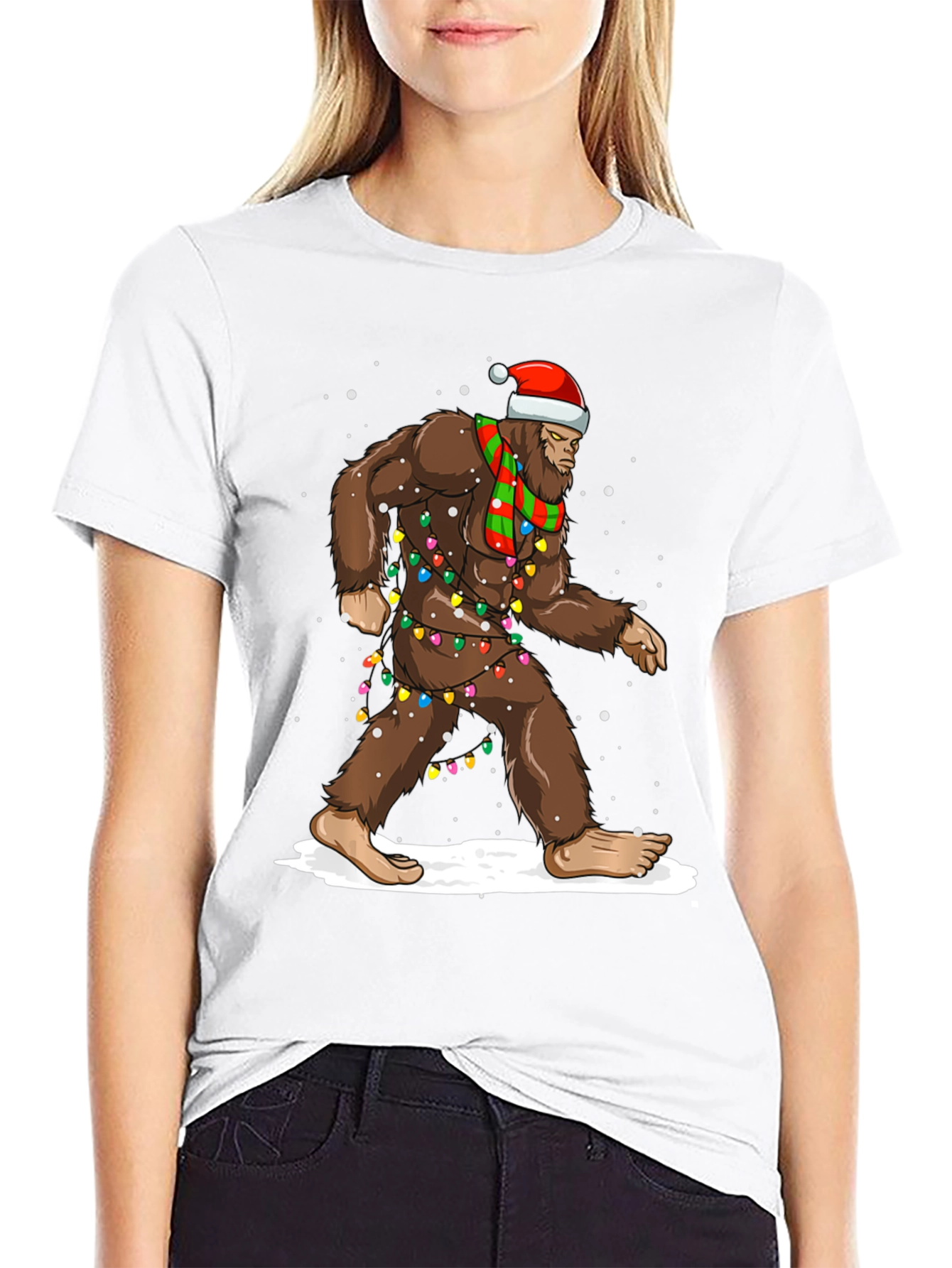 Festive Bigfoot Christmas T-Shirt