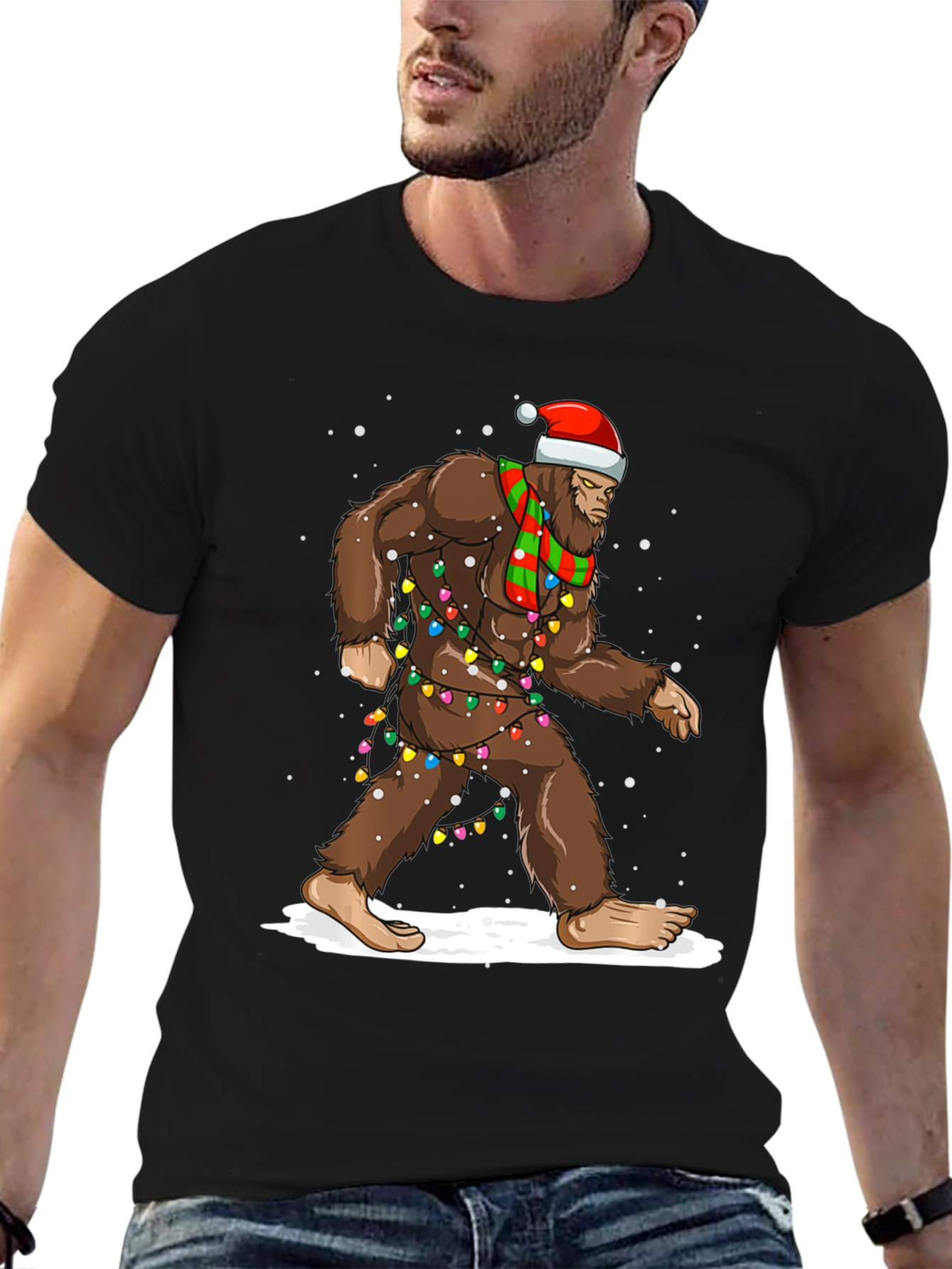 Festive Bigfoot Christmas T-Shirt