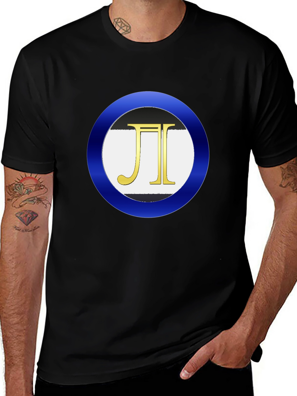 Mens Black T-Shirt with Circle Logo